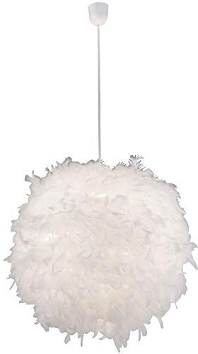 GLOBO Design Hänge Leuchte Wohn Ess Zimmer Feder Kugel Lampe weiß Decken Pendel Beleuchtung