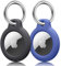Wanme Hülle für Apple AirTag Schlüsselanhänger, Tragbar Keyring Abdeckung, Schutzhülle für AirTag Case Tracker (aSchwarz+Blau)