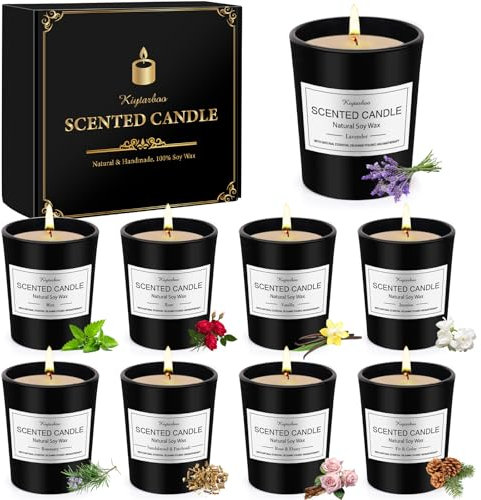 Duftkerze im Glas | Candle Duftkerzen Geschenkset aus 9 Düft Kerze für Frauen mit Sojawachs Aromatherapie Duftkerze Set Kleine Kerzen Geschenke für Frauen Geburtstag Valentinstag Muttertag Weihnachten