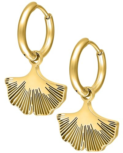 Wildcat Ohrringe - Little Ginkgo Hoops - Chirurgenstahl 316L, wasserfest, langlebig, hautverträglich, Gold