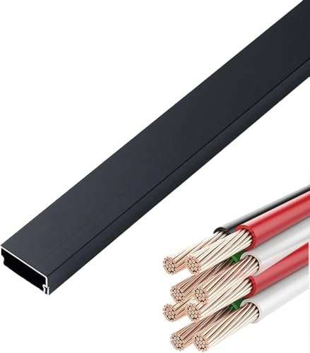 JvFbjLF Kabelkanal-Versteck for TV-Wandmontage, Kabelversteck mit Schiene, 24 mm breit, for das Home-Office in Schwarz, Silber, Holzfarbe(A,Length 150cm/5ft)