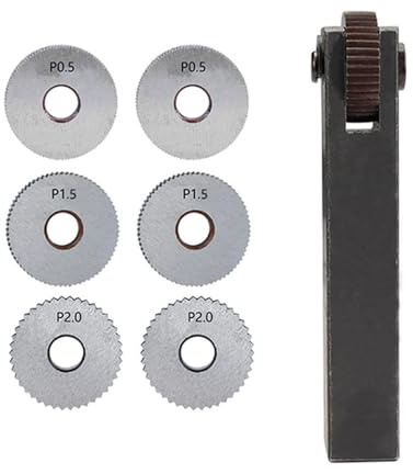 7 Stück Drehbank Rändelwerkzeuge Set, Hochgeschwindigkeitsstahl Teilung Diagonale Grobe Lineare Einzelräder 0,5 mm 1,5 mm 2 mm