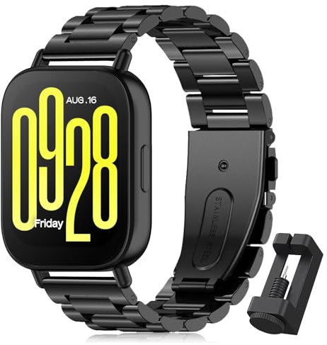CHULN Métal Bracelet Compatibles avec Redmi Watch 5 Active/Redmi Watch 5 Lite, 22mm Réglable Bracelet de Rechange en Acier Inoxydable pour Redmi Watch 5 Active/Lite Smartwatch.(No host)