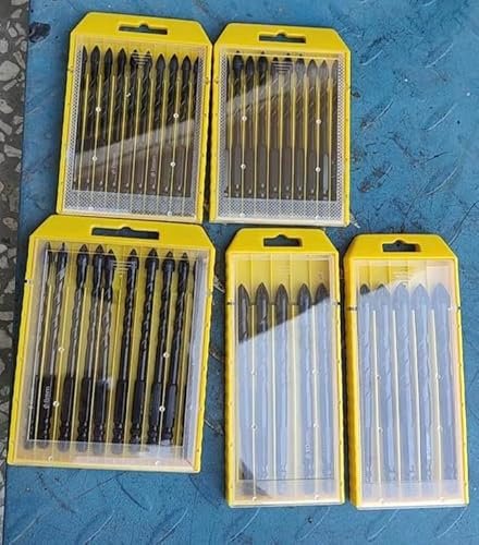 ASIDEPRO® 12 Brocas Porcelanico, Azulejos, Metal, Pared, Ladrillo, Vidrio, Plástico, Madera con Punta de Flecha | Medidas Ø 3-12 mm (12)