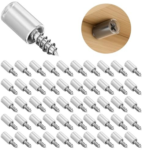 Jomdjmskes 50 Pezzi Staffe per Mensole, Supporti per Mensole, Reggimensola a Scomparsa, Reggipiano Mobili, Sturdy Perni Mensole con Tappo Antiscivolo per Mobili, Armadi, Librerie, Vetro e Legno