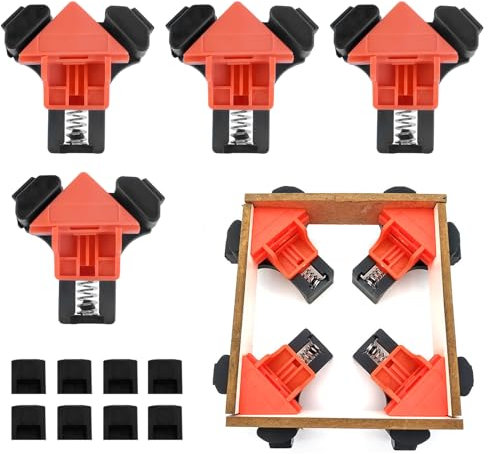 Sargento Escuadra,4 Piezas Sargentos Carpintero 90 Grados,Sargento Carpintero ABS Engrosada,Resorte Fuerte,Rango de Sujeción (5-22mm),Sargentos para Madera para Marcos de Cuadros,Paneles,Vidrio