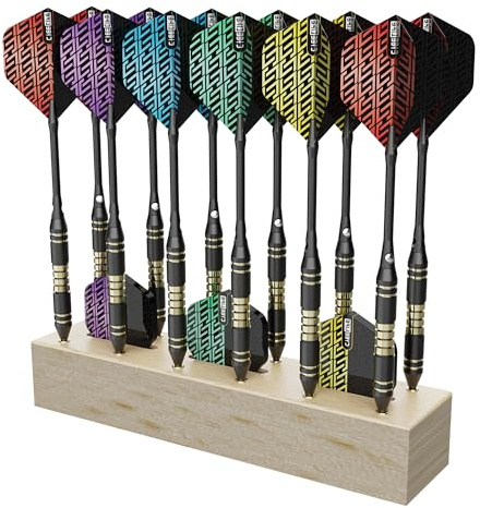 CyeeLife Darthalter,12 Aufnahmen für Darts,3 Aufnahmen für Dart Flights,DartStänder Geeignet für Steeldart & Softdarts,Dart Zubehör (Holzfarbe)
