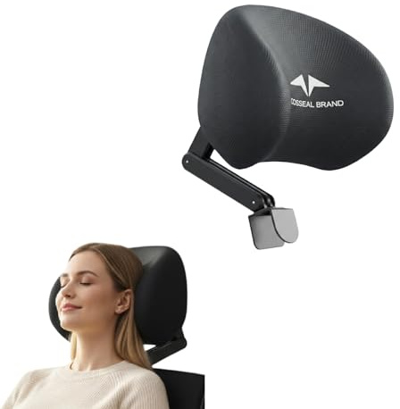 OHiZVZV 1 Stück Memory Foam Kopfstütze Kissen Bürostuhl Nackenkissen Orthopädische Lordosenstütze Höhenverstellbar für Bürohomeoffice Gaming Stuhl Grau