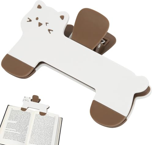 Clip pour livres en forme de chat, pince-page en plastique ABS pour journaux, livres et documents, accessoire de lecture portable pour maintenir les pages ouvertes sans masquer le texte, joli marque