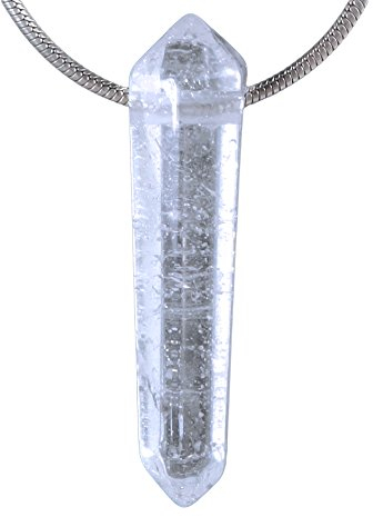 Lebensquelle Plus | Bergkristall Doppelender Anhänger | Doppelspitze mit Bohrung