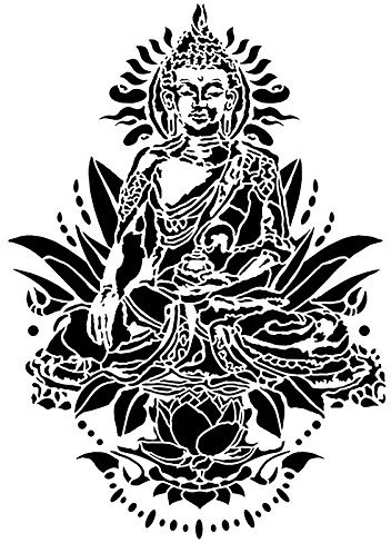 Ideen mit Herz Laser-Kunststoff-Schablone, DIN A4 | perfekt geeignet für Textilgestaltung, Wandgestaltung, Fenster, Papier, Scrapbooking, Kinder, Basteln, DIY (Buddha)