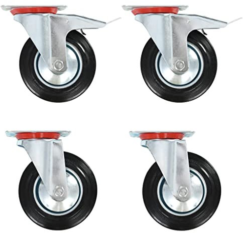 vidaXL 4x Lenkrollen Transportrollen Laufrollen Möbelrollen Schwerlastrollen Laufrolle Industrierolle Rollen Lenkrolle Möbelrolle 160mm Gummi Eisen