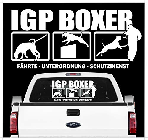 siviwonder Auto Aufkleber IGP HS Deutscher Boxer Autoaufkleber K9 Hundeanhänger ehemals IPO Hundesport Hundemotiv weiß