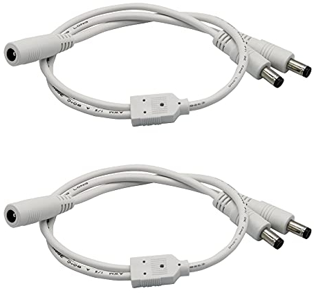 PAUTIX 2er-Pack DC 1 Buchse zu 2 Stecker 5,5mm x 2,1mm Splitterkabel DC-Netzteil für LED-Streifenlicht-CCTV-Überwachungskameras (1 bis 2)