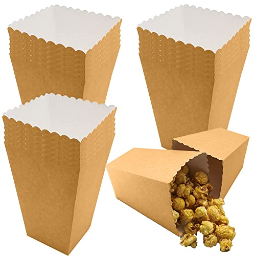 VEGCOO Lote de 20 Paquetes de Palomitas, Caja de Regalo de Maíz Soplada de Papel Kraft para las Collaciones de Fiestas, los Bonos, el Pop-Corn y los Regalos