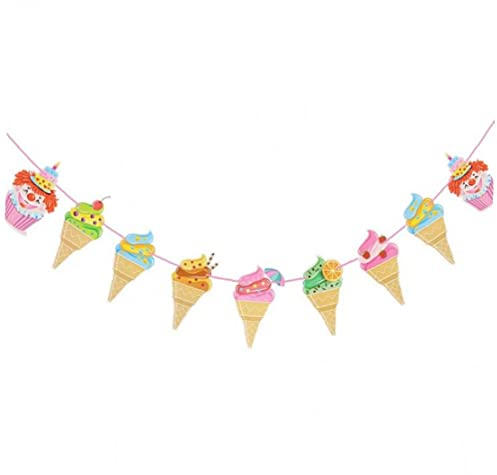 EIS Creme Banner Girlande Party Dekorationen Sommer Themen Bunting Banner Für Kinder Geburtstag, Babyparty, Hochzeitsfeierbedarf