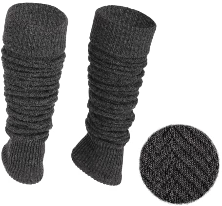 Ateena Stulpen Damen Graphit Beinstulpen Damen Wolle Winter Stulpen Damen Stulpen Damen Wolle Damen-Gamaschen für Tanz, Ballett klobige Stiefelmanschetten Graphit