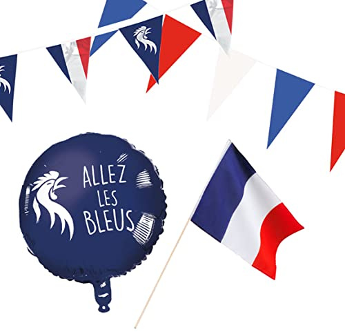Boland - Frankeich Deko Set, Papierfahnen, Wimpelketten, Folienballon, Allez les Bleus, Dekoration, WM