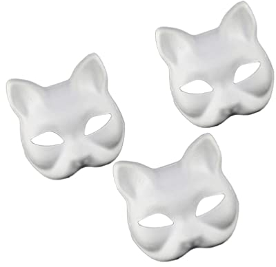 PATKAW Weiße Masken Selber Machen Katzengesichtsmaske DIY 3 18X17x6cm Katzenmaske Weiße Weiße DIY Für Cosplay Party Maskenkostüm Bemalbare Masken