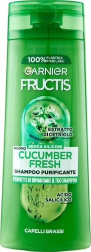 Garnier Fructis Reinigendes Shampoo für fettiges Haar, mit Salicylsäure und Gurkenextrakt, Cucumber Fresh, 250 ml