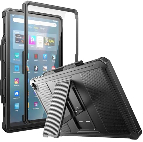 MoKo Hülle für Amazon Fire Max 11 Tablet (13. Generation, 2023) 11, Ganzkörper Rugged Hybrid Tablethülle Schutzhülle mit Integriertem Displayschutz für Kindle Fire 11 Tablet, Schwarz