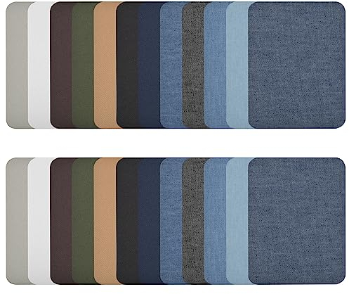 Cozlly 24Stk Flicken zum Aufbügeln, Bügelflicken Denim, Patches zum Aufbügeln, Flicken Bügelflicken, Reparatur Flicken Selbstklebend, Aufbügelflicken Reparatursatz für Kleidung Jeans Sack, 12 Farben