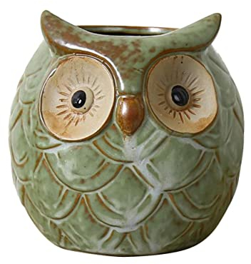 BESPORTBLE macetas pequeñas decoración búho plantador jarrones para Flores pequeño florero Flower Vase macetas de cerámica Maceta de Terracota Ojos Grandes Adornos Decorar glaseado de Horno