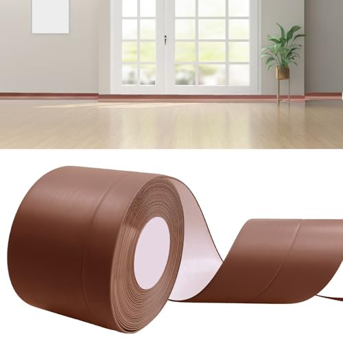 DIKARIYA Rodapies Autoadhesivo Marrón, 18M Rodapie PVC Rodapie Adhesivo Rodapié Flexible y Blanda, Zócalo Autoadhesivo Cocina, Embellecedor Encimera Cocina, 50 x 20mm Rodapie Apto Para Cocina y Baño