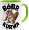 OM3® witzige Kaffee-Tasse mit Spruch - Bobr Kurwa - viral Meme - Beaver - Biber - Bober - Keramik Becher - 325ml - Beidseitig Bedruckt - Hellgrün