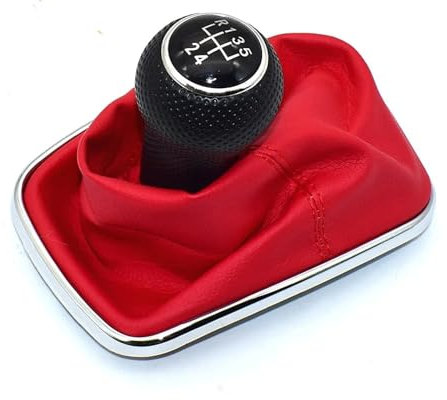 Auto Schaltknauf Für VW MK4 Für Golf 4 IV Für GTI R32 Für Jetta Für Bora Rot Stich 23mm 5/6 Speed Shifter Manuelle Schaltknauf Gaitor Boot Schalthebel Abdeckung(5 Speed-13)