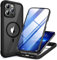 Miracase Magnetic Case for iPhone 13 Pro Case 6.1-Inch, [Built-in 9H Tempered Glass Screen Protector] Full Body Bumper Shockproof Cover with Clear Back, Compatible with MagSafe (Black)
