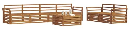 vidaXL Outdoor-Sofagarnitur 7 pcs Natur Massivholz Akazie, Garten-Sofa, modernes Ecksofa, langlebiger Lounge, Terrasse, Bequeme Sitzgruppe für Entspannung