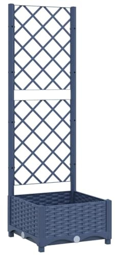 Générique Fioriera con traliccio blu grigio 40x40x121,5 cm in PP resistente esterno, vassoio per piante rampicanti per pomodori, piselli e rose, vaso con reticolo per balcone, terrazza