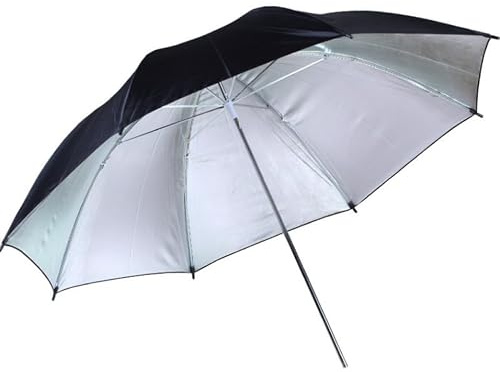 TOYANDONA Paraguas Fotográfico de 85cm Negro Interior Plateado, Ligero y Resistente para Estudio de Fotografía Reflector y Control de Luz
