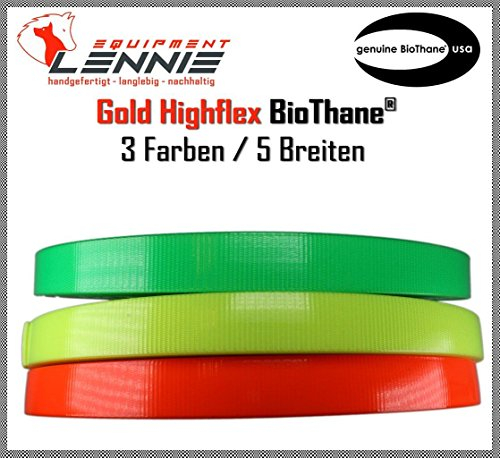 BioThane Meterware, Gold High Flex, 9-25 mm breit, ca. 2,0 mm dick, 2 Farben, 19mm, Neon-Orange