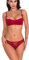 Bluewhalebaby Women's Underwire Push up Demi Balconette Bra and Knickers Set Lace Lingerie Sets Red 36D