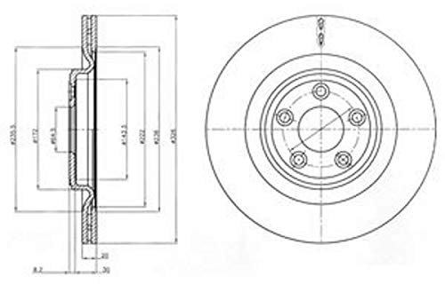 DELPHI 2x Bremsscheibe Hinten Ø326mm Höhe: 38,2mm Dicke: 20mm Belüftet BG4202C