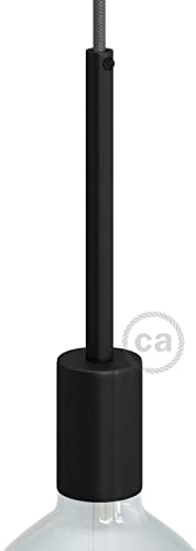 creative cables - Zylindrisches E27-Lampenfassungs-Kit aus Metall mit 15 cm Kabelklemme - Schwarz