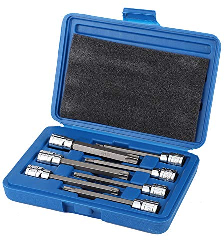 Extra Long Torx Bit Socket Set, 7pcs 3/8inch Drive Socket Star Drive Bit Set T25 T30 T40 T45 T50 T55 T60