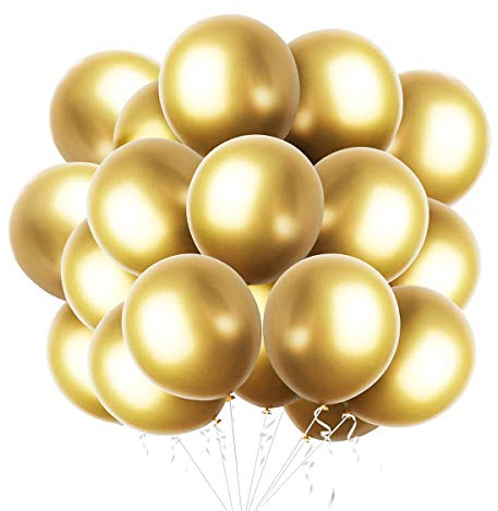 50 Stück Gold Metallic Luftballons für Party glänzende Gold Latex Luftballons für Geburtstag Hochzeit Verlobung Jubiläum Festival Picknick Abschluss Weihnachten oder jede Party Dekoration
