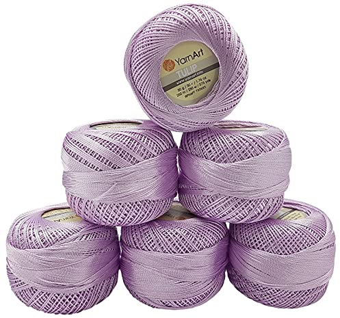YarnArt Tulip 6 x 50 gr. Paket, Seide Mikrofaser Satin Garn Brillante Glänzend (Flieder 417)