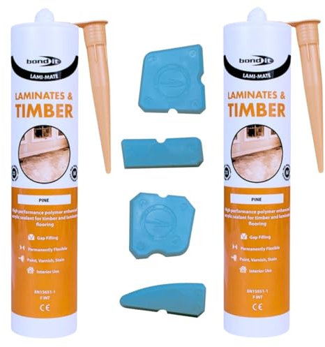 Lami Mate Flexible Sealant | Floorboard Gap Filler | Pine | Bond it | Pack of 2 + Applicator Tool