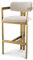 Casa Padrino Luxus Barstuhl Creme/Messing 53 x 44,5 x H. 107 cm - Gepolsterter Edelstahl Barhocker - Luxus Barmöbel