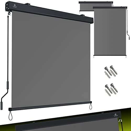 KESSER® Senkrechtmarkise 180x250cm Außenrollo Handkurbelmechanismus Balkonrollo Sonnen-und Sichtschutz Beschattung Sonnenschutz mit Kurbel Markisenkasten Balkon & Terrasse inkl Montageset & Abdeckung