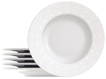 Tramontina - TRAMONTINA- Ensemble 6pcs Assiettes Plates Rondes Porcelaine blanche ornée Alicia 27cm - Élégance intemporelle, design élegant et raffiné. Parfaites pour toutes les occasions.