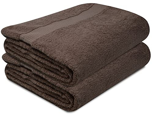 Towelogy® Super Soft Luxurious Bath Sheets Extra Large 100% Egyptian Cotton Bathroom Shower Towel Super Absorbent Hotel Quality Fade Resistant 90x140cm | Machine Washable (Peanut Brown, 2)