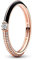 PANDORA ME Pavé & Schwarz Doppelring aus Sterlingsilber mit Zirkonia in der Farbe Roségold-Schwarz, PANDORA ME Collection, Gr.58, 182528C01-58