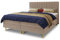 Boxspringbett Gold mit 2 Bettkästen und Topper - Doppelbett, Bonell-Matratze, Polsterbett, Bett mit Matratzentopper, Schlafzimmer, Velours Stoff (Beige (Manila 02), 180 x 200 cm)
