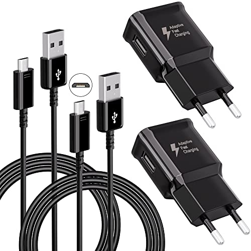 Confezione da 2 Caricabatterie Rapido AFC 2A con Cavo di Ricarica Micro USB 2.0 da 1,2 m Cavo di Ricarica Rapida per Samsung Galaxy S7/S7 Edge/S6/S6 Plus/S5/S4/S3/A6/J7/J3/Note5 4, Ricambio Originale