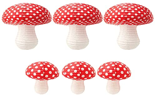 6 Stück Pilz Papier Laterne, Kinder Lampion,Pilzförmige Papierlaternen Papierlampions, Hängende Papierlaternen Partydekor, für Garten Party Dekoration, Brautdusche, Babyparty, Geburtstag